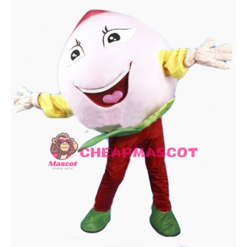 Pink Peach Mascot Costume