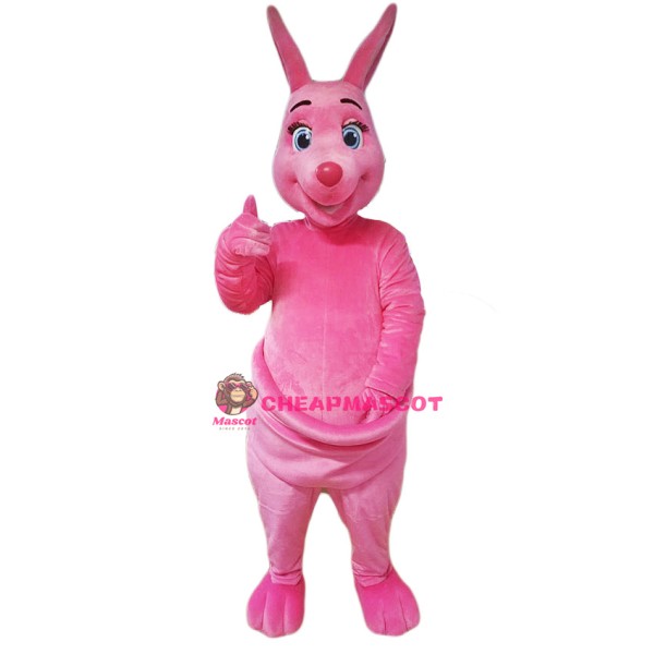 Pink Kangaroo Mascot Costume