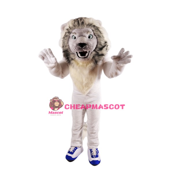 Fierce White Lion Mascot Costume