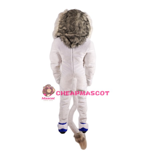 Fierce White Lion Mascot Costume