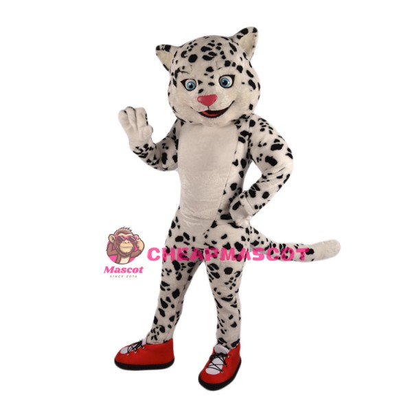 Happy Snow Leopard Mascot Costume