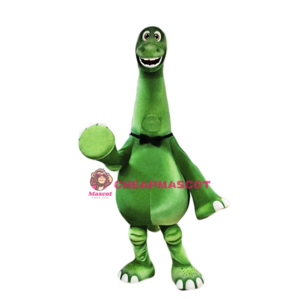 Happy Green Dinosaur Mascot Costume