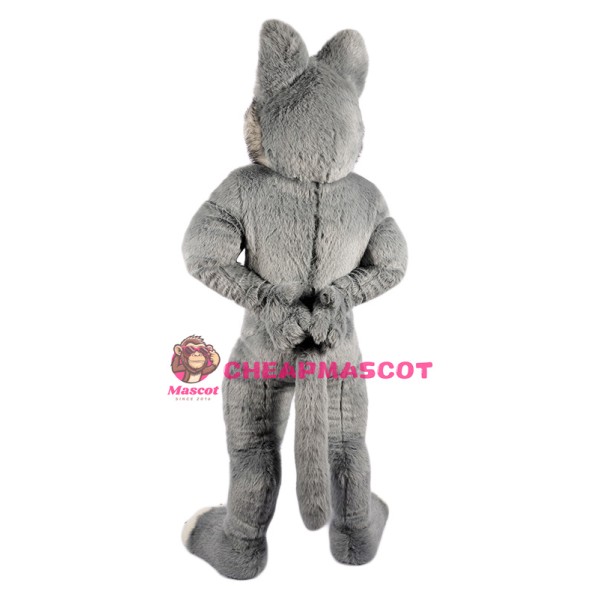 Grey Furry Wolf Mascot Costume