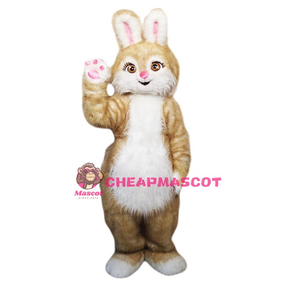 Brown Pink Bunny Mascot Costume