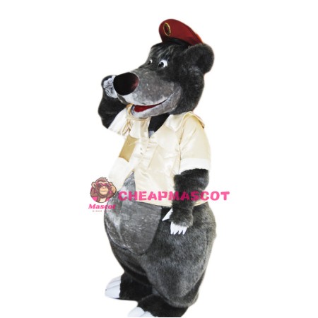Happy Lightweight Grey Bear Mascot Costume