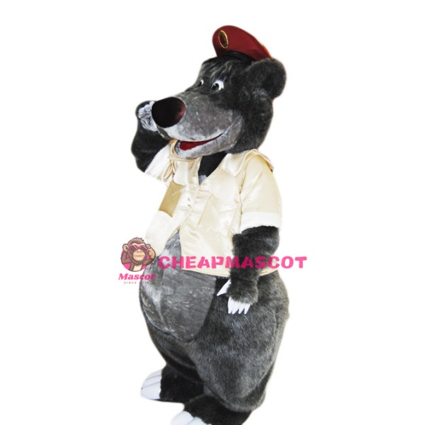 Happy Lightweight Grey Bear Mascot Costume