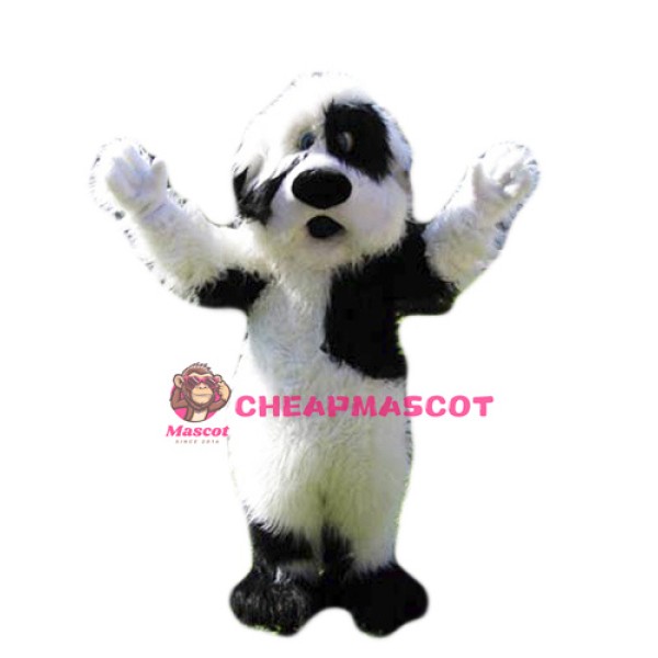 Friendly Black&White Dog Mascot Costume