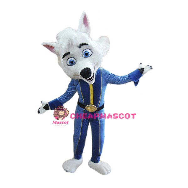 Friendly White Fox Mascot Costume