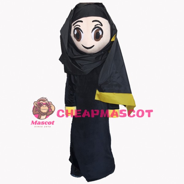 Black Clothes Arab Girl Mascot Costume