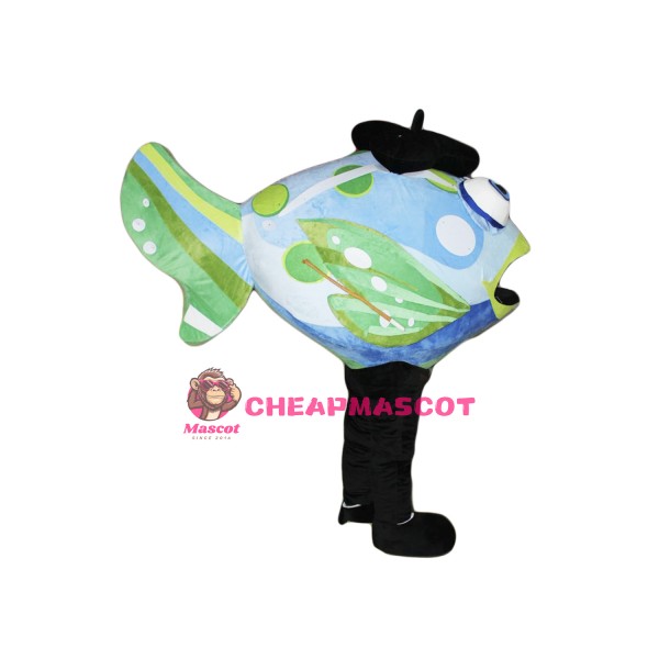 Cute Blue Fish Mascot Costume