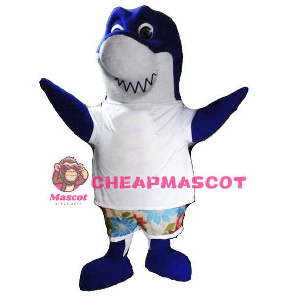 Cute Blue Shark Mascot Costume