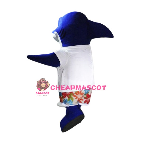 Cute Blue Shark Mascot Costume