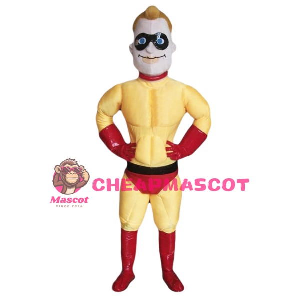 Yellow Superhero Mascot Costume