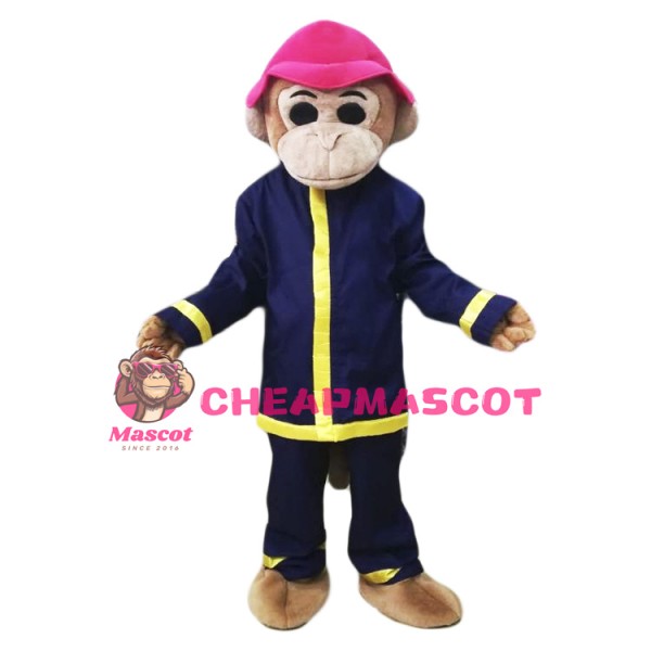 Fireman Monkey Mascot Costume