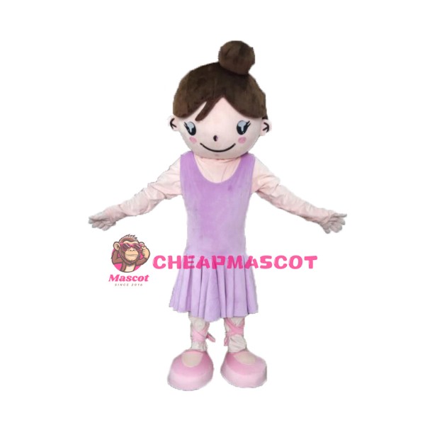 Cute Purple Dress Girl Mascot Costume