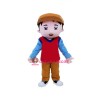 Brown Hat Boy Mascot Costume