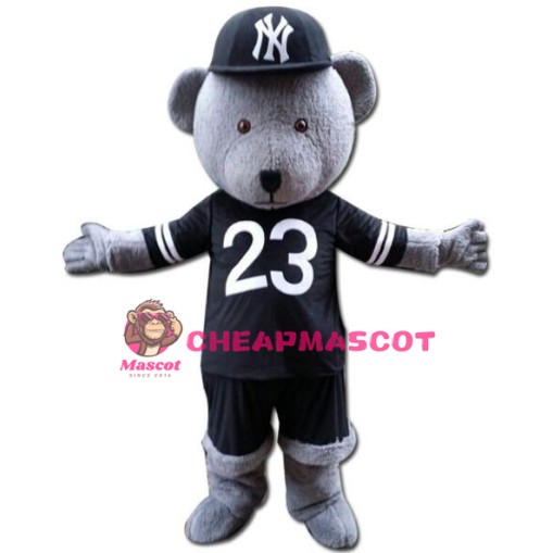 Grey Teddy Bear Mascot Costume