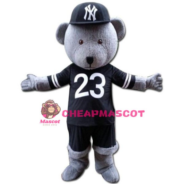 Grey Teddy Bear Mascot Costume