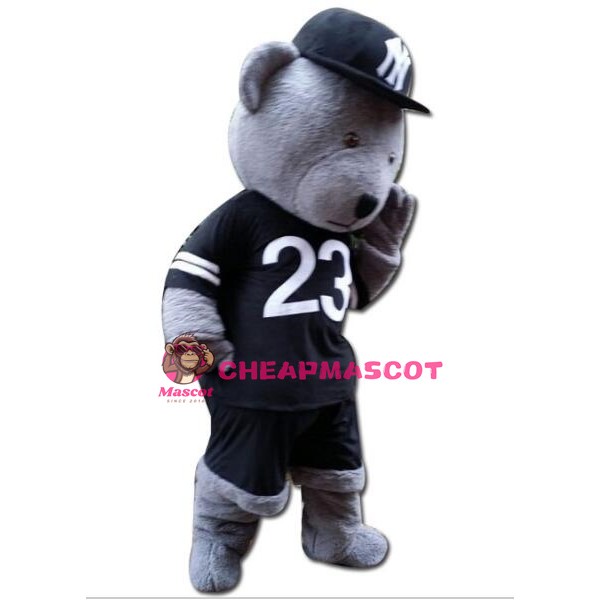 Grey Teddy Bear Mascot Costume
