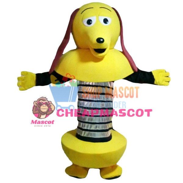 Yellow Cartoon Robot Dog Mascot Costume