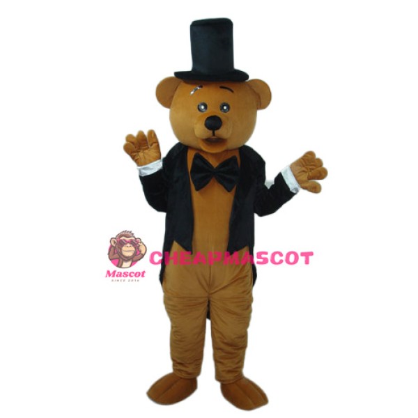 Bear in Black Suit Mascot Adult Costume