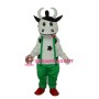 Cow in Green Overall Mascot Adult Costume