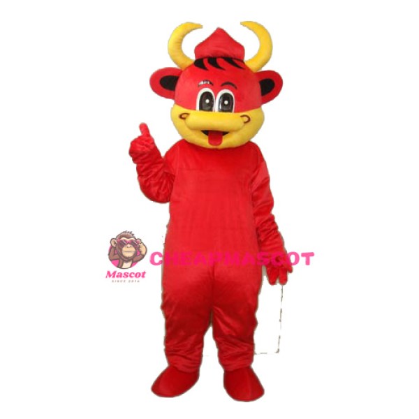 Yellow Mouse Red Cow Mascot Adult Costume