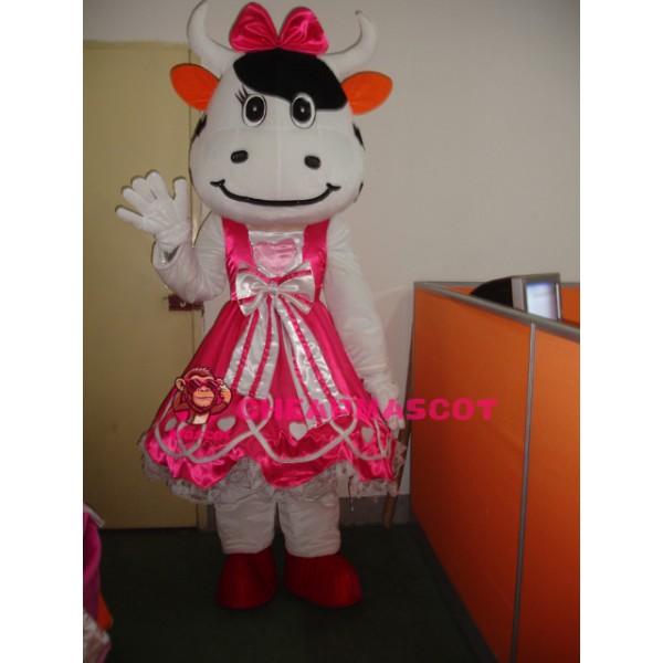 Pink Cattle Mascot Costume