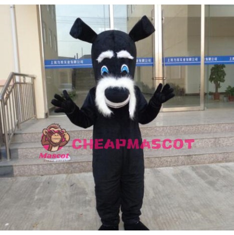 Black Dog Mascot Costume Cartoon