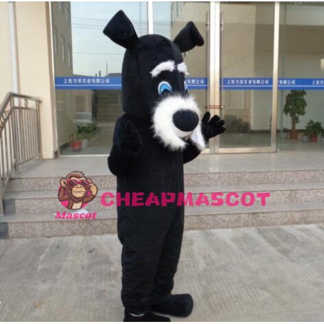 Black Dog Mascot Costume Cartoon