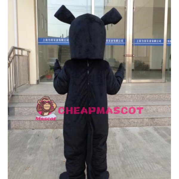Black Dog Mascot Costume Cartoon