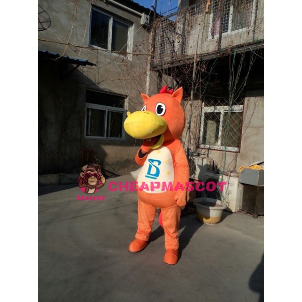 Orange Hippo Mascot Costume