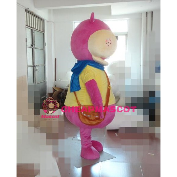 Pink Hippo Mascot Costume