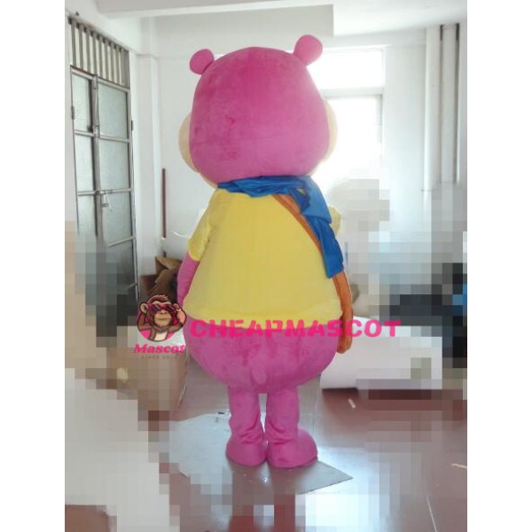 Pink Hippo Mascot Costume