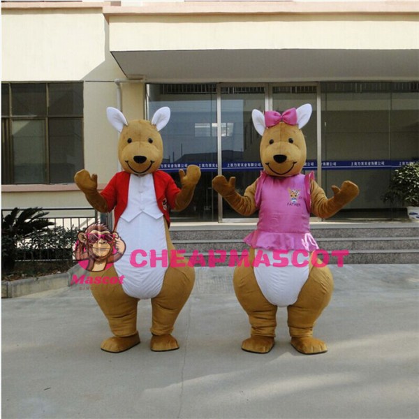 Red & Pink Kangaroo Mascot Costume