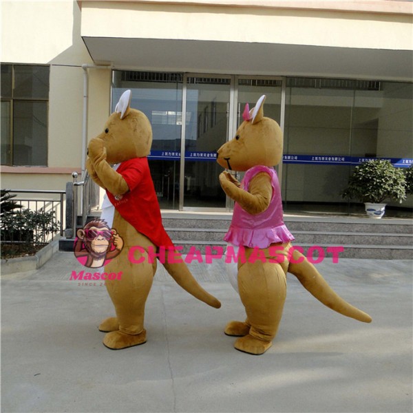 Red & Pink Kangaroo Mascot Costume