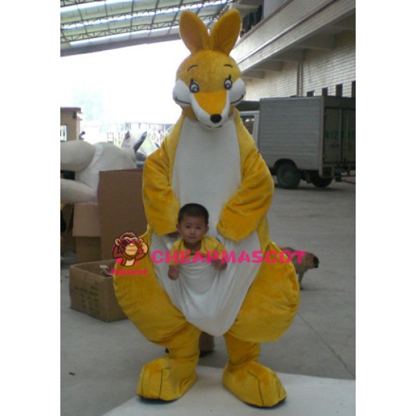 Yellow Big Kangaroo Mascot Costume