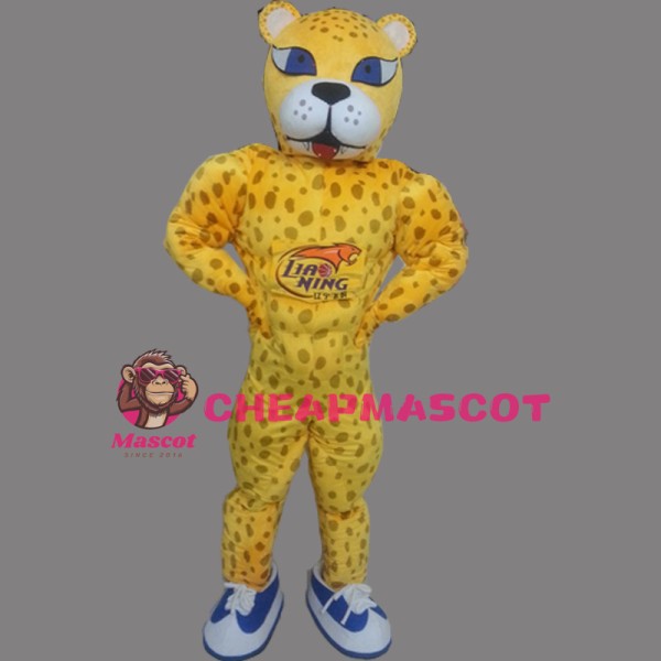 Yellow Panther Mascot Costume Leopard