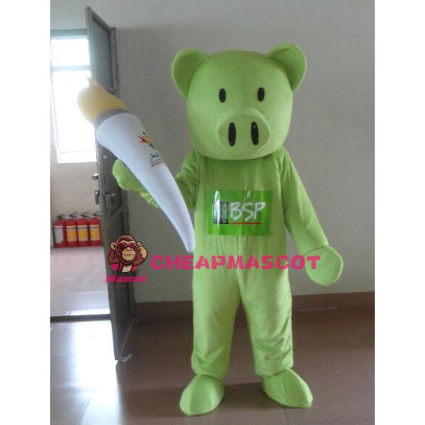 Green Pig Mascot Costume Adult Costume