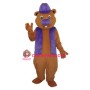 Beaver In Purple Hat Mascot Costume