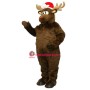 Cute Brown Mascot Costume Deer with Santa Hat