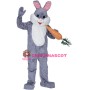 Grey Plush Bunny Mascot Costume
