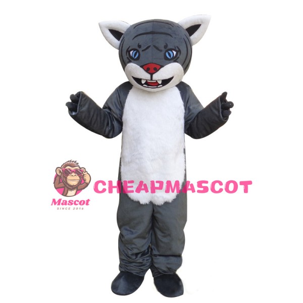 Grey Cartton Tiger Mascot Costume