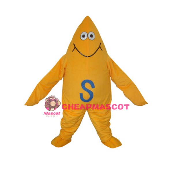 Yellow Starfish Short Plush Adult Mascot Costume