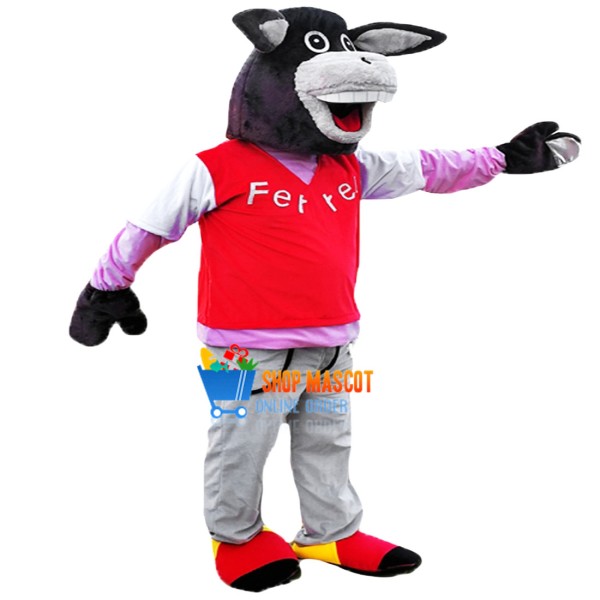 Cute Black Donkey Mascot Costume Adult Costume