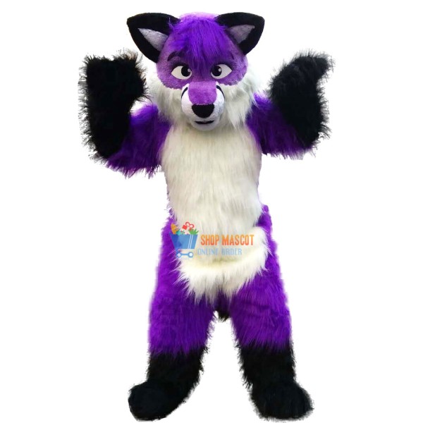 Plush Purple Wolf Husky Mascot Costume