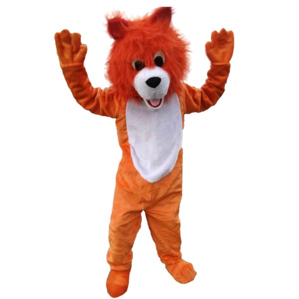 Plush Orange Wolf Mascot Costume