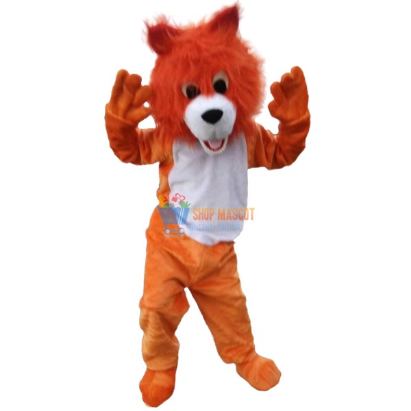 Plush Orange Wolf Mascot Costume