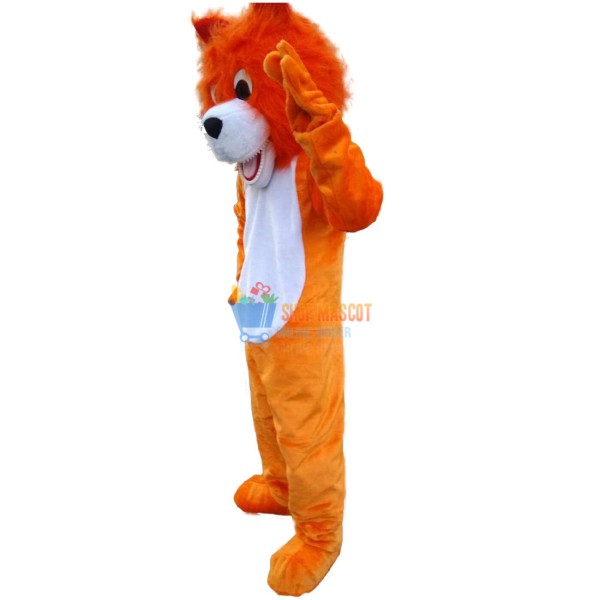 Plush Orange Wolf Mascot Costume