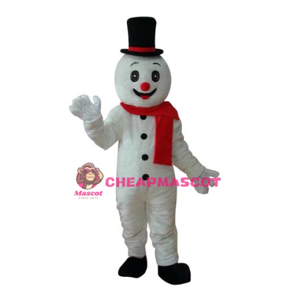 Snowman with Black Hat Mascot Adult Costume